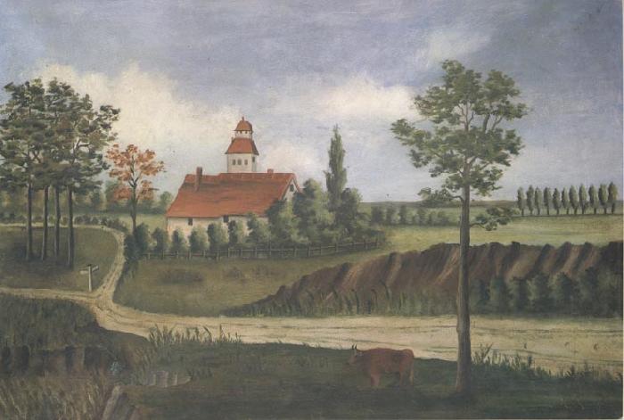 Henri Rousseau Landscape with Farm and Cow France oil painting art